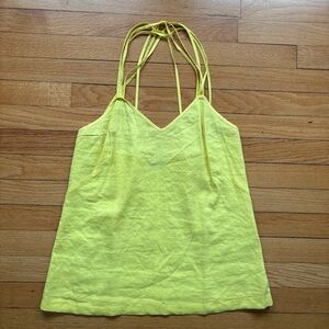 Theory Banana Yellow Strappy Linen Cami Tank Top